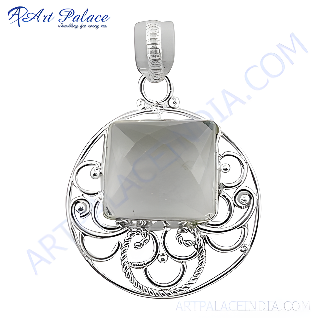 925 Silver Square Stone Pendant Necklace | Women's Jewelry Gift