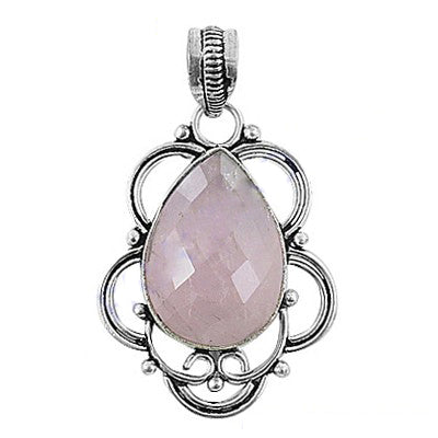 925 Silver Rose Quartz Pendant for Women | Gemstone Jewelry