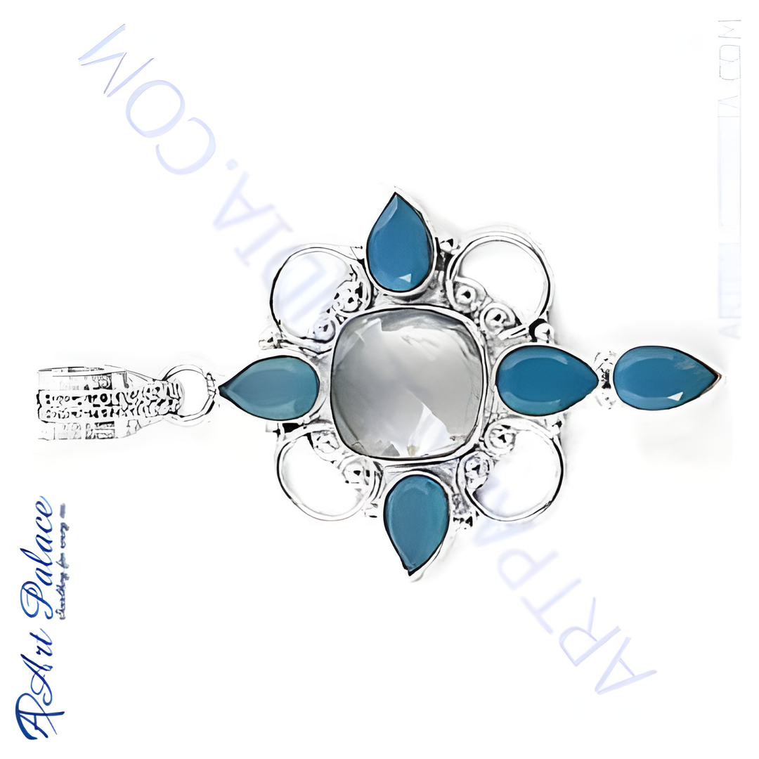925 Silver Chalcedony Pendant | Blue Gemstone Jewelry for Women