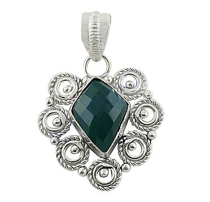 925 Silver Green Onyx Pendant for Women | Gemstone Jewelry