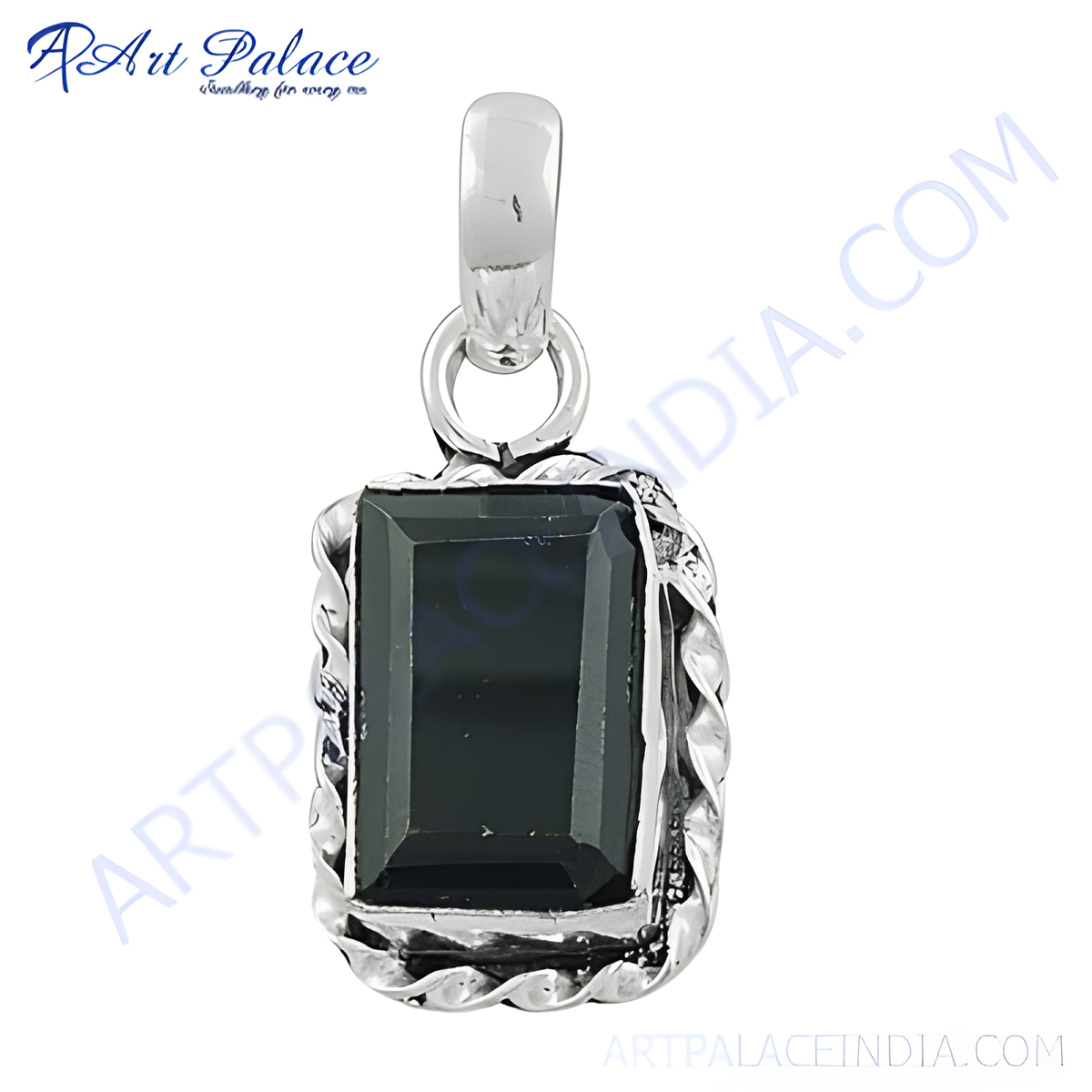 925 silver black onyx pendant | rectangle gemstone pendant