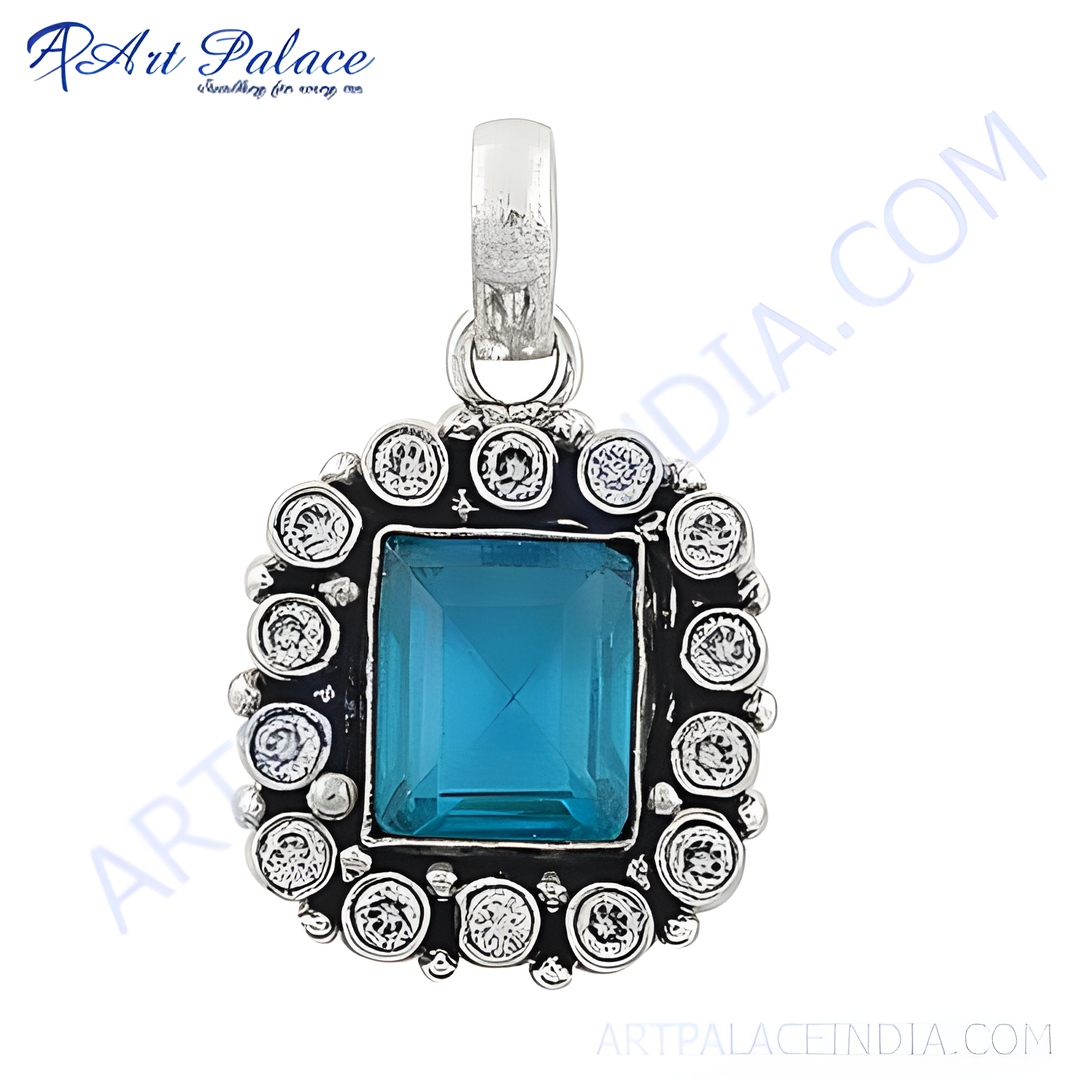 925 Silver Blue Topaz Pendant for Women | Gemstone Jewelry