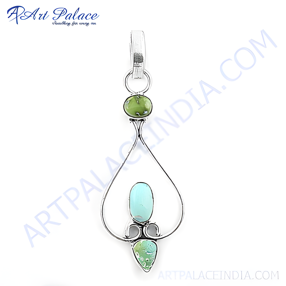 925 silver gemstone pendant for women | turquoise & green
