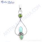 Load image into Gallery viewer, 925 Silver Gemstone Pendant for Women | Turquoise &amp; Green

