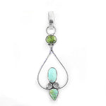 将图像加载到图库查看器中， 925 Silver Gemstone Pendant for Women | Turquoise &amp; Green
