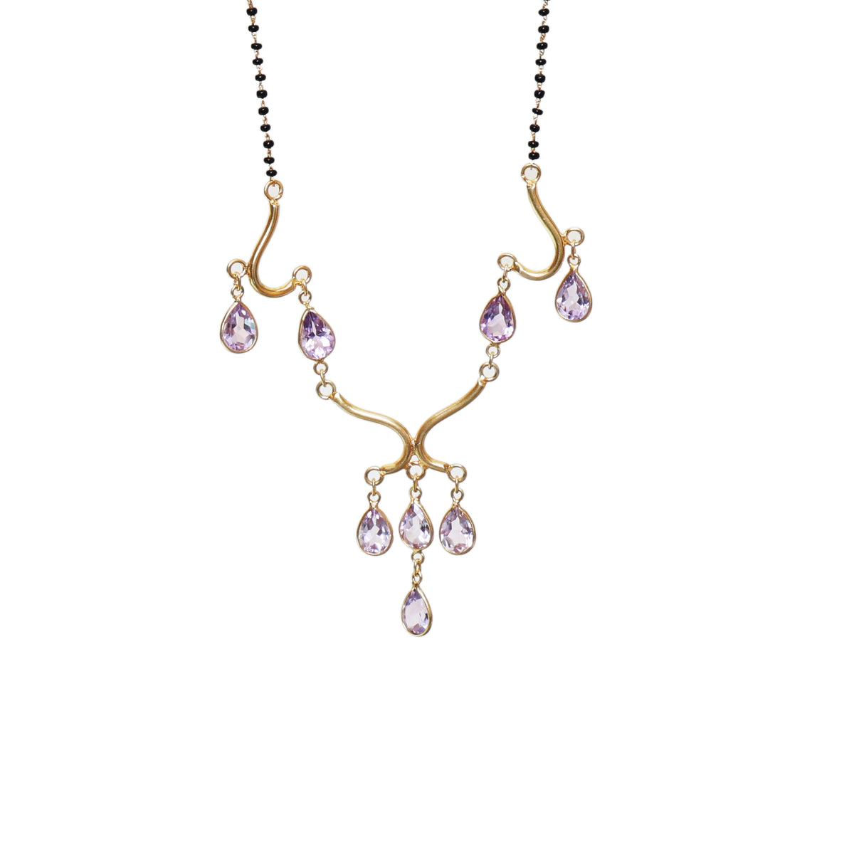 Gold amethyst teardrop pendant necklace | gift for her