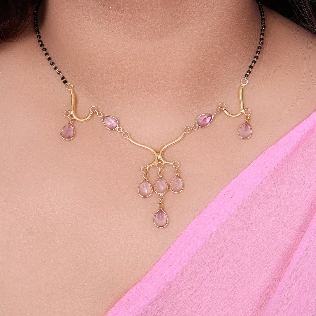 Collar con colgante de lágrima de amatista dorada | Regalo para ella