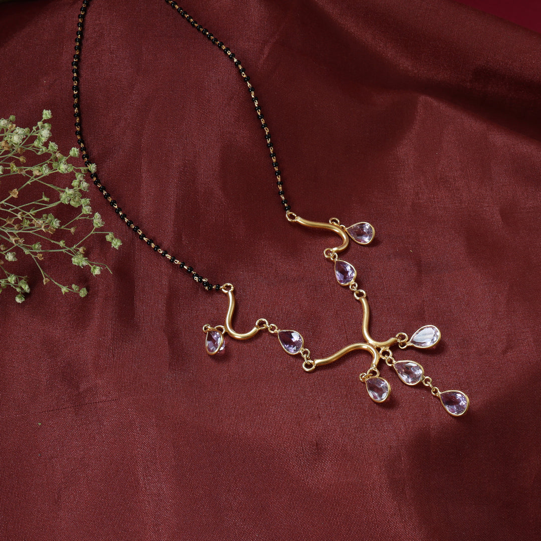 Collar con colgante de lágrima de amatista dorada | Regalo para ella