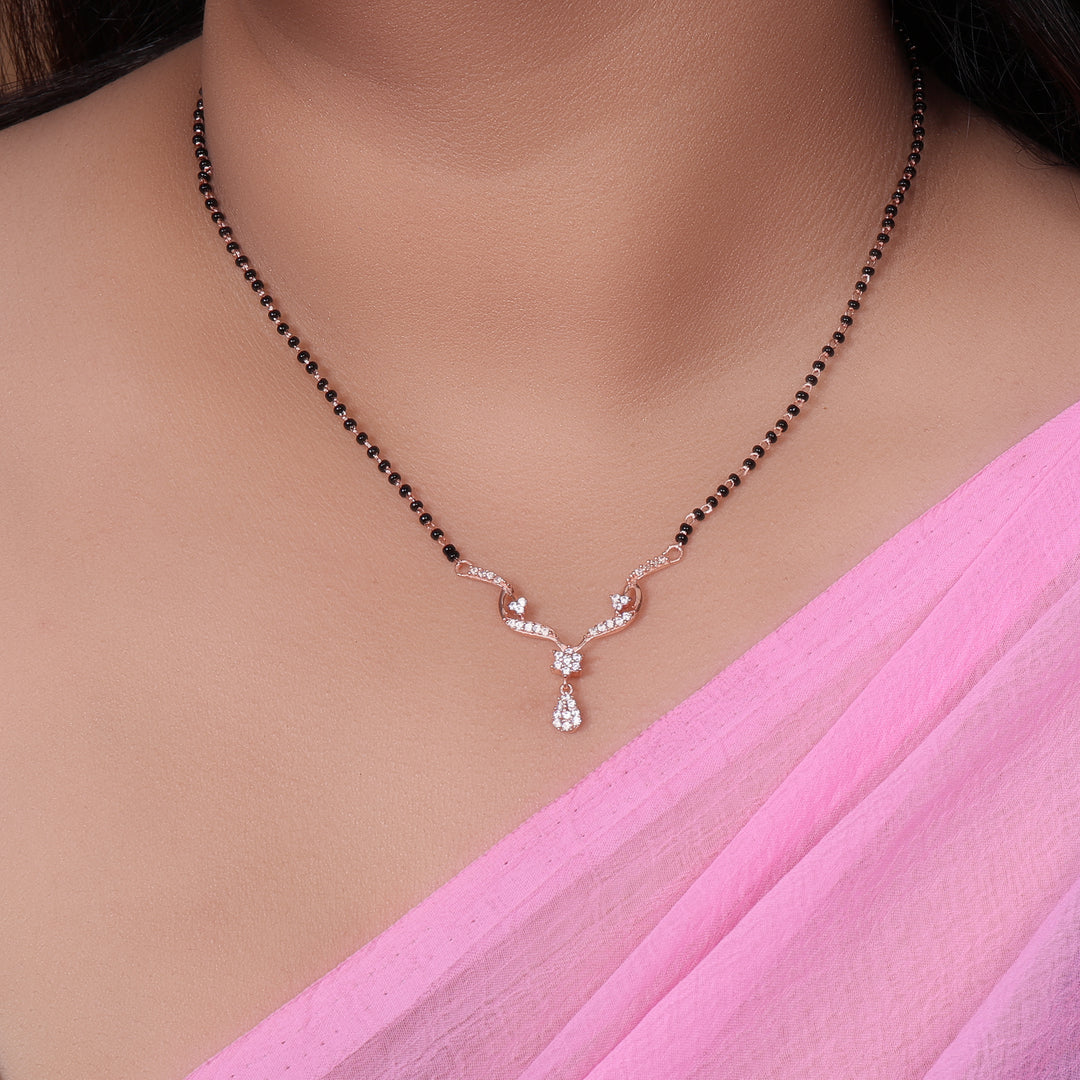 Rose Gold CZ Mangalsutra Necklace for Women | Daily Wear