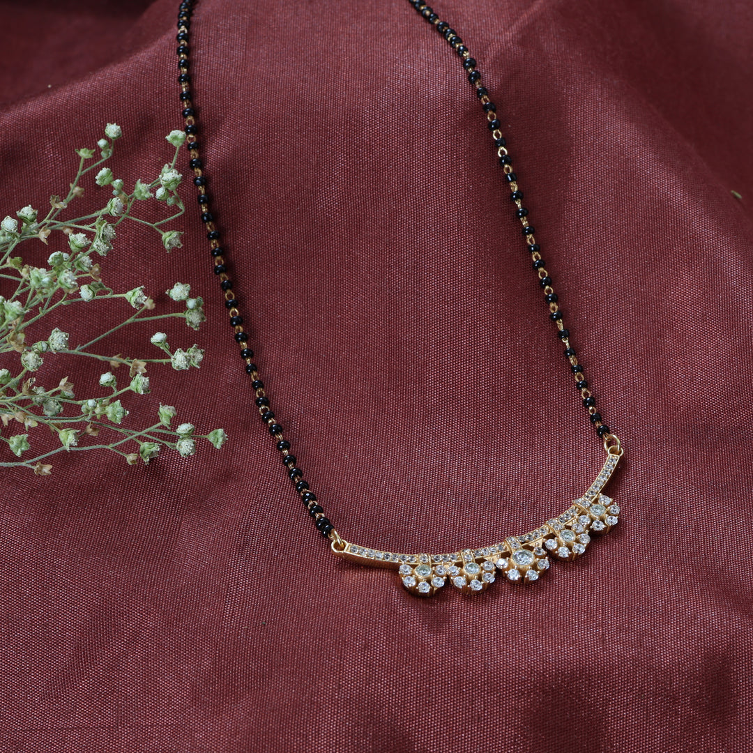 Diamond Mangalsutra Necklace | Black Bead Chain, Gift for Women