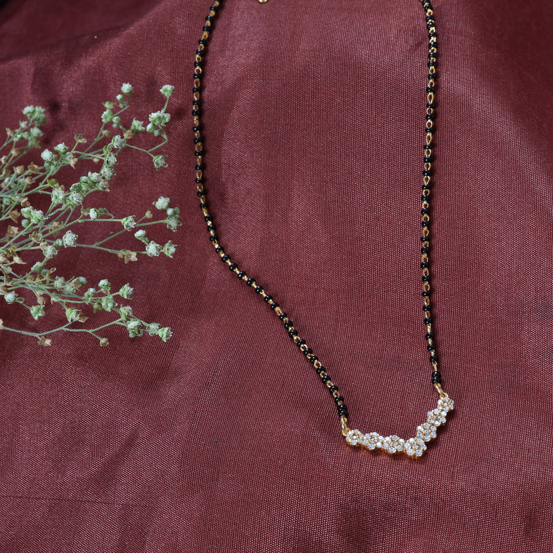 Diamond Mangalsutra Necklace | Black Bead gold plating Pendant | For Women
