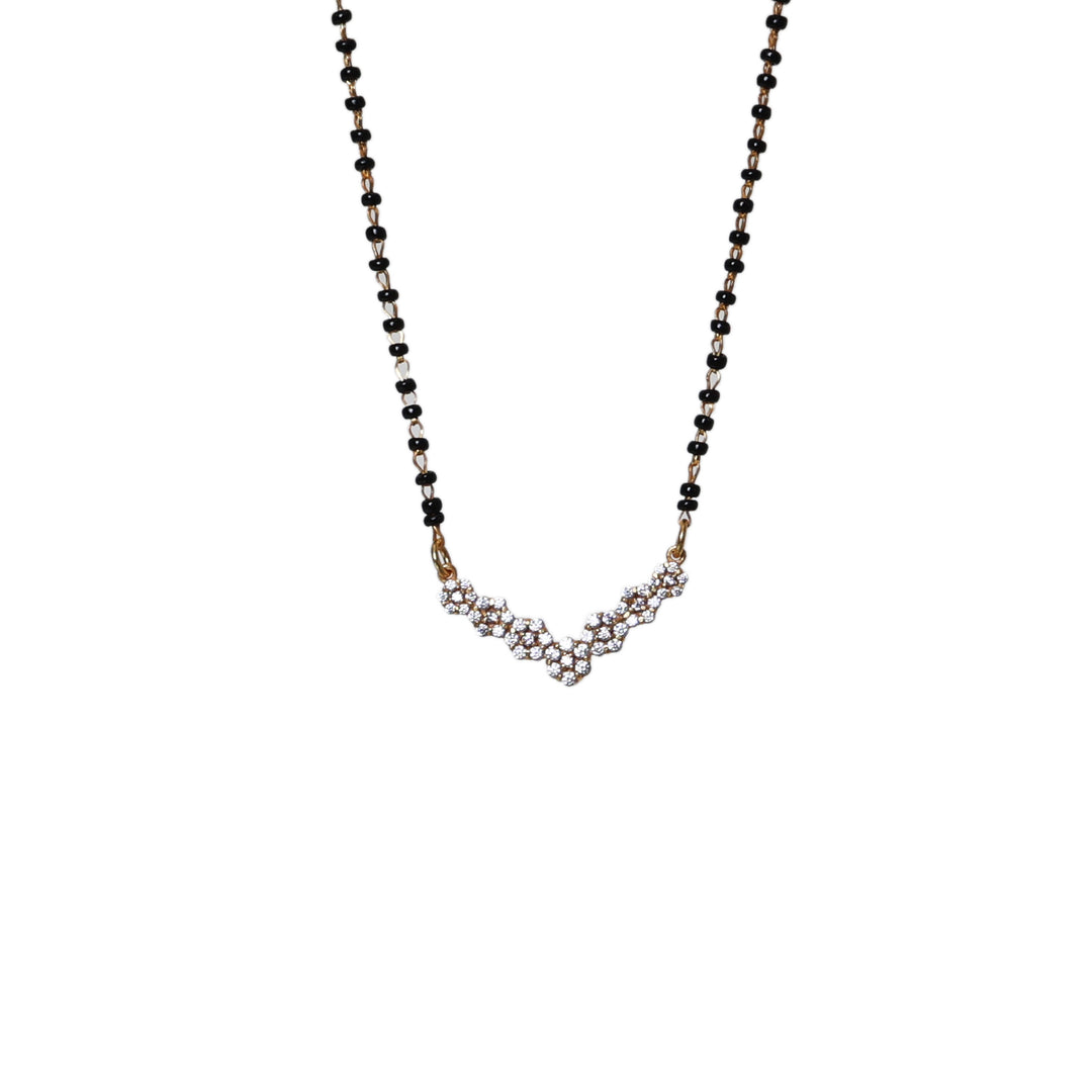 Diamond Mangalsutra Necklace | Black Bead gold plating Pendant | For Women