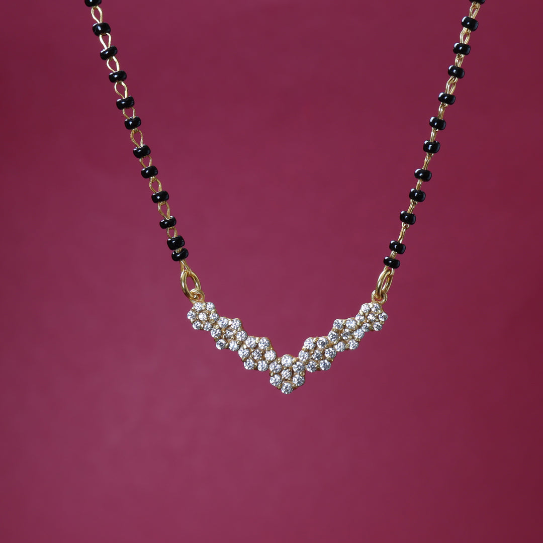 Diamond Mangalsutra Necklace | Black Bead gold plating Pendant | For Women