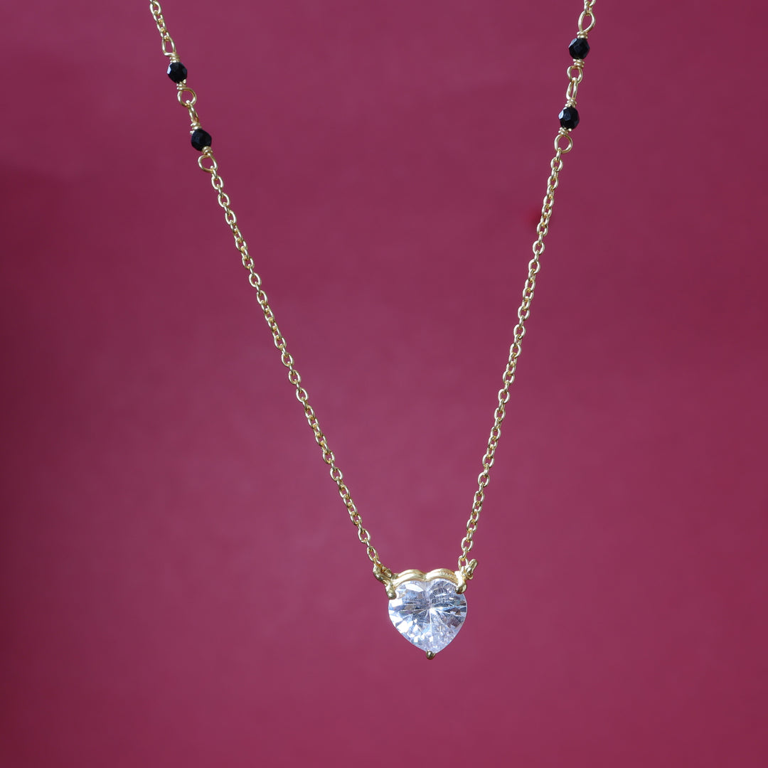 Gold Heart Pendant Necklace | Cubic Zirconia | Women's Jewelry Gift