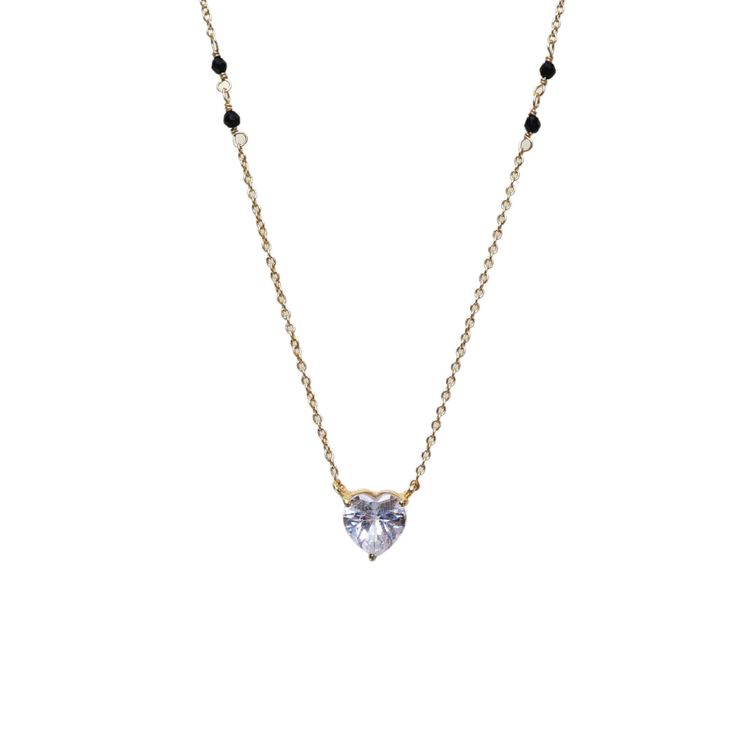 Gold Heart Pendant Necklace | Cubic Zirconia | Women's Jewelry Gift