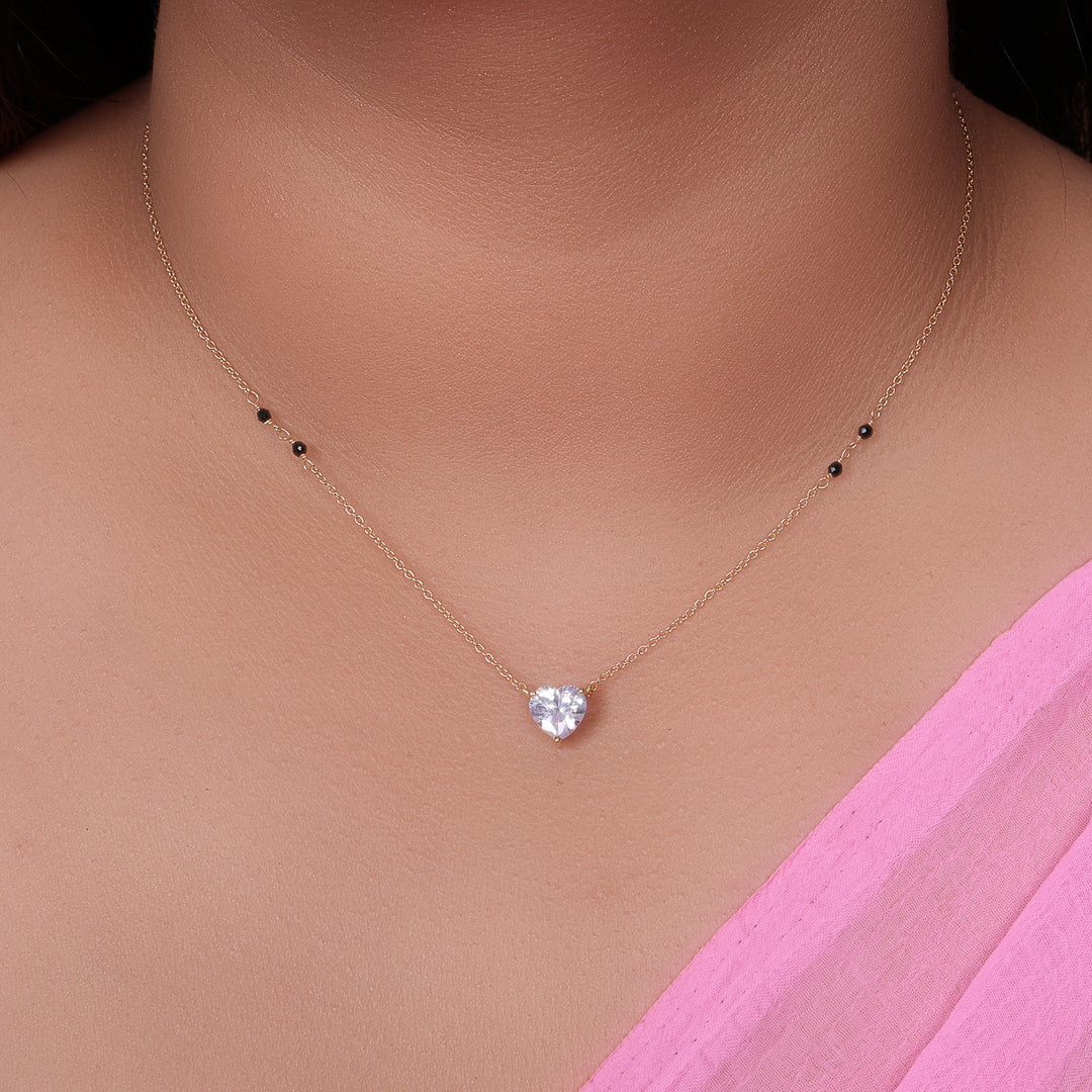 Gold Heart Pendant Necklace | Cubic Zirconia | Women's Jewelry Gift