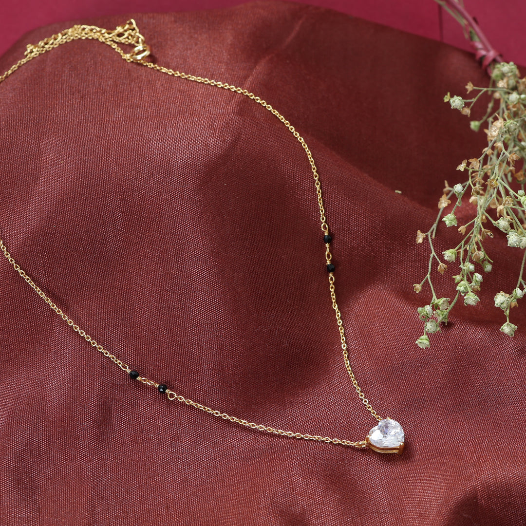 Gold Heart Pendant Necklace | Cubic Zirconia | Women's Jewelry Gift