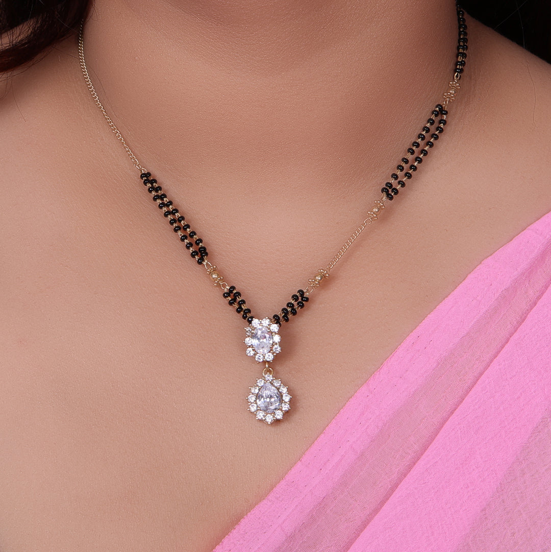 gold plating Plated Black Bead Mangalsutra Pendant Necklace for Women