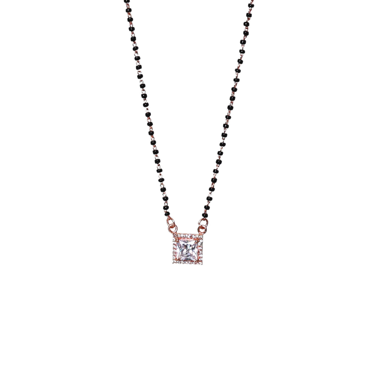 Rose gold plated cz diamond mangalsutra necklace for women