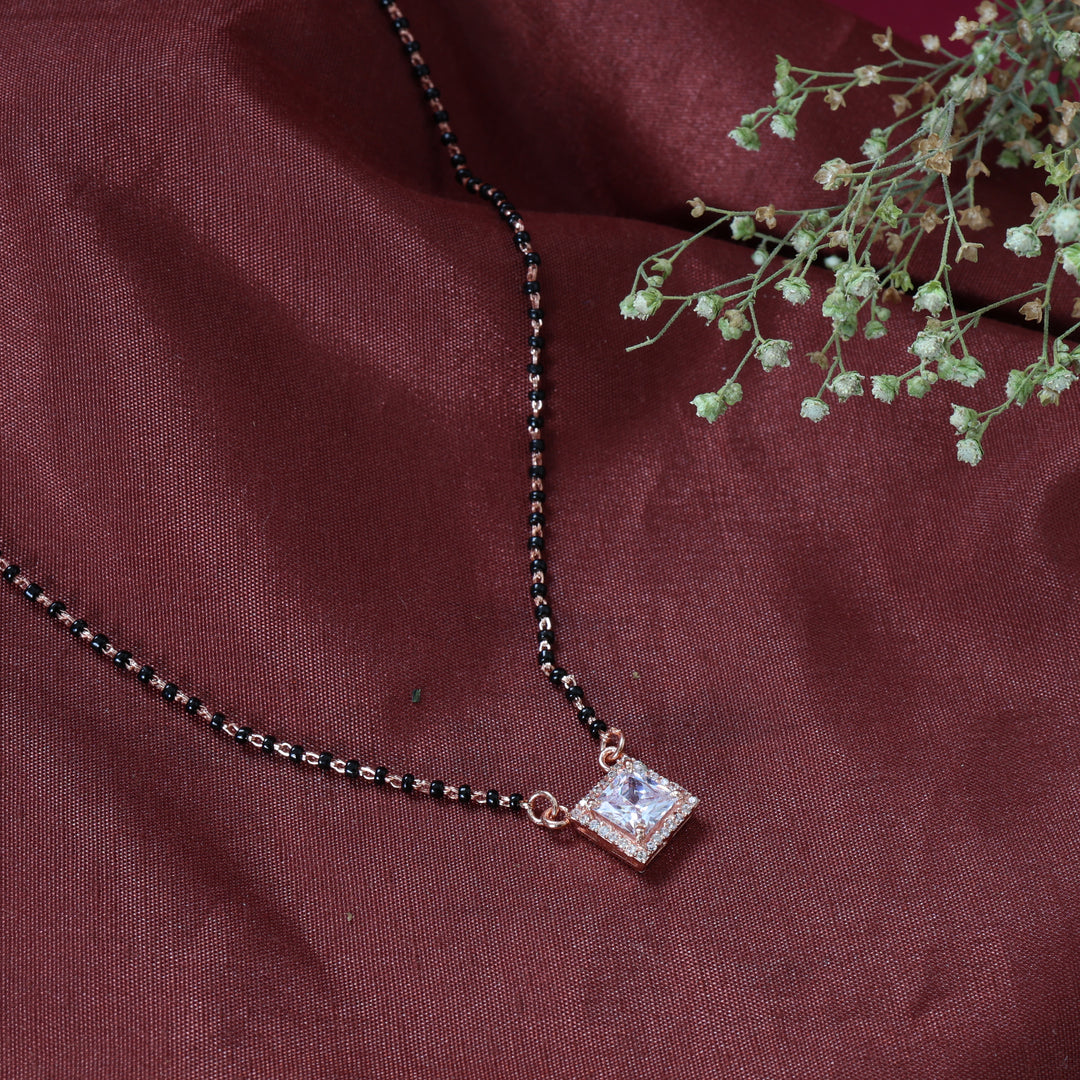 Rose Gold Plated CZ Diamond Mangalsutra Necklace for Women