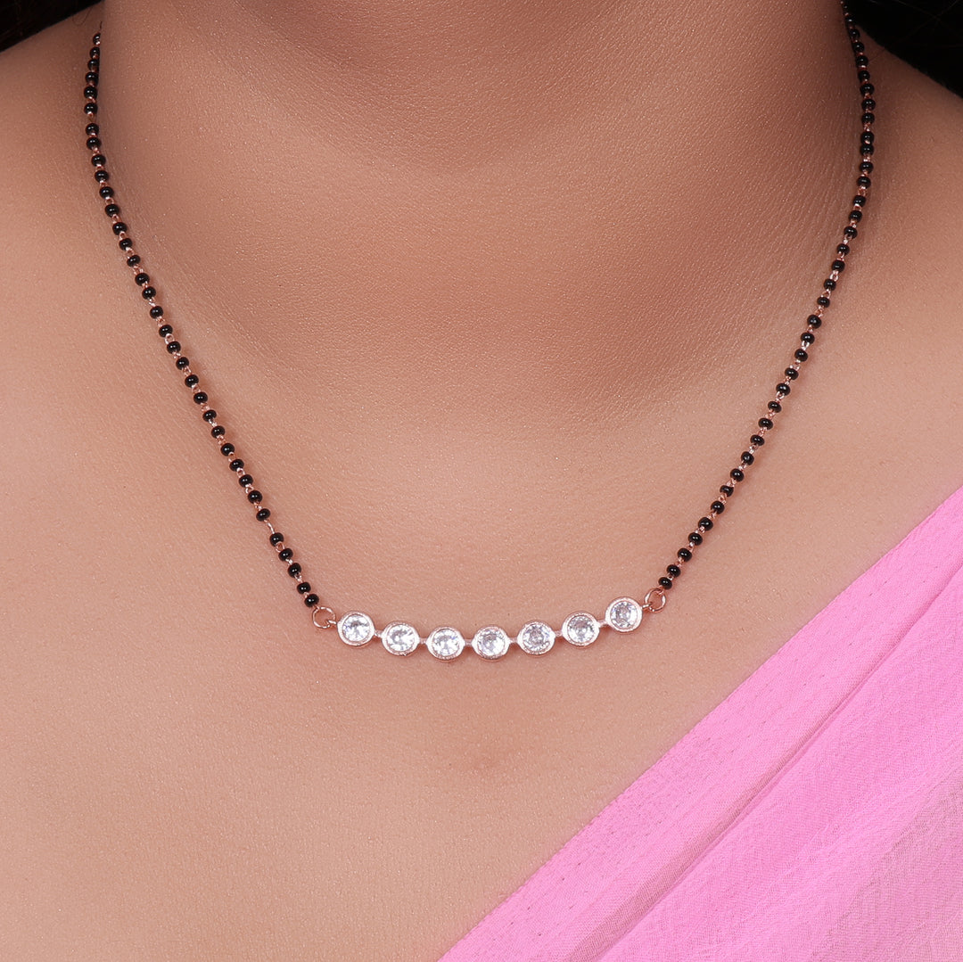 Rose gold plating CZ Stone Mangalsutra Necklace for Women | Daily Wear