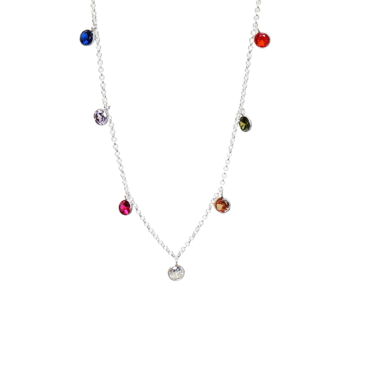 925 silver rainbow gemstone necklace | colorful jewelry for women