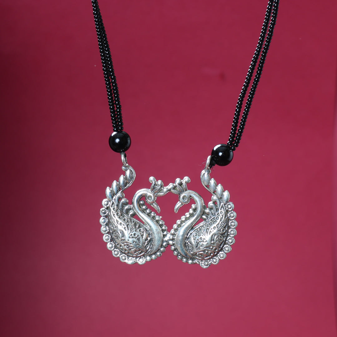 Silver Swan Pendant Necklace | Beaded Chain for Women | Gift