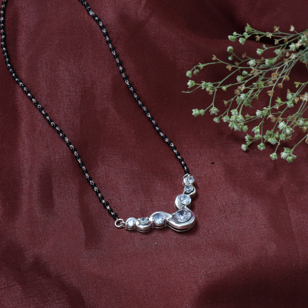 Silver Cubic Zirconia Mangalsutra Necklace | For Women | Wedding Jewelry