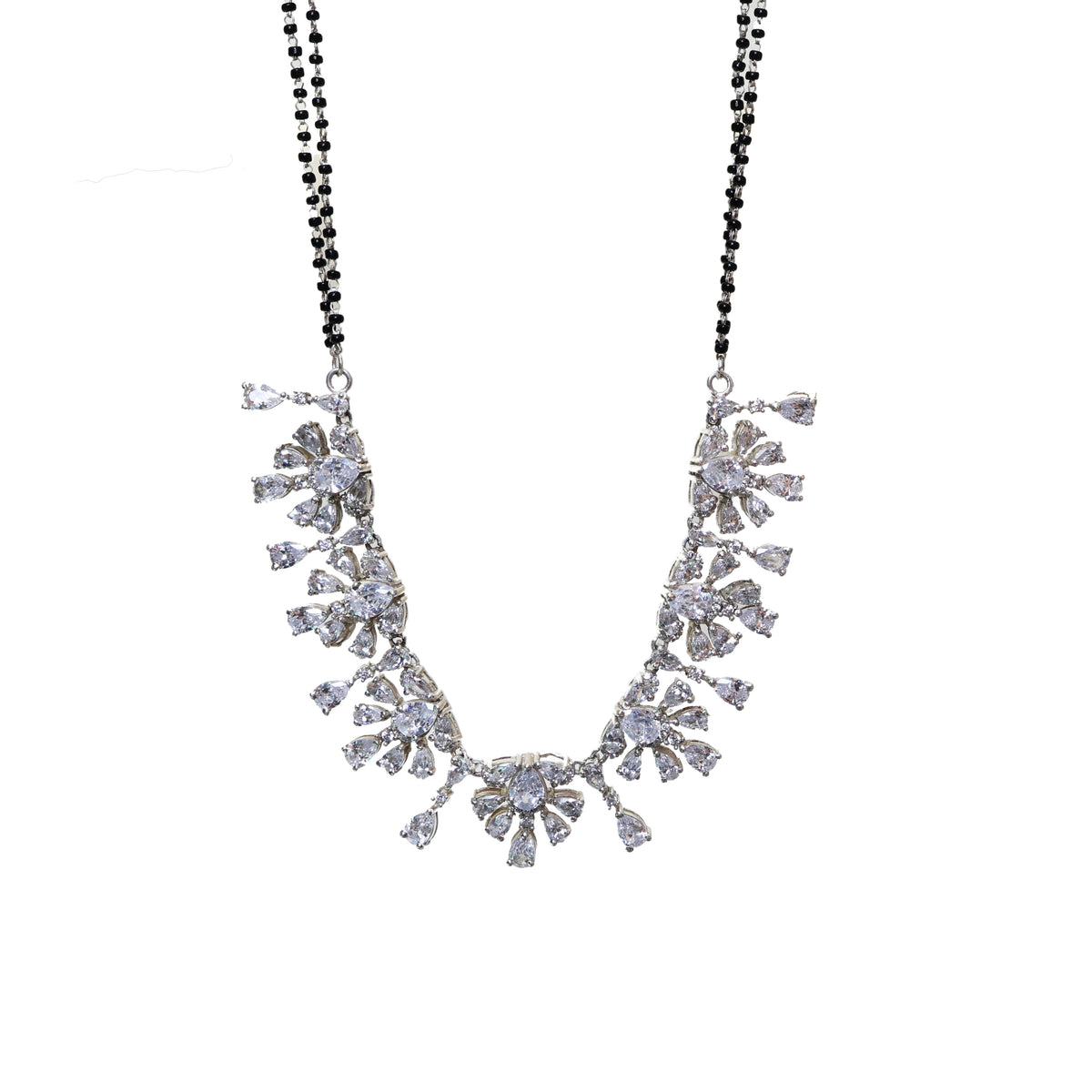 Silver cubic zirconia necklace | party wear for women