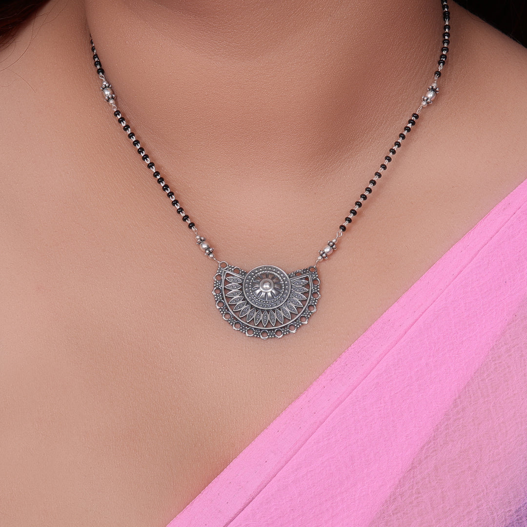 Silver Oxidized Pendant Necklace for Women | Statement Jewelry