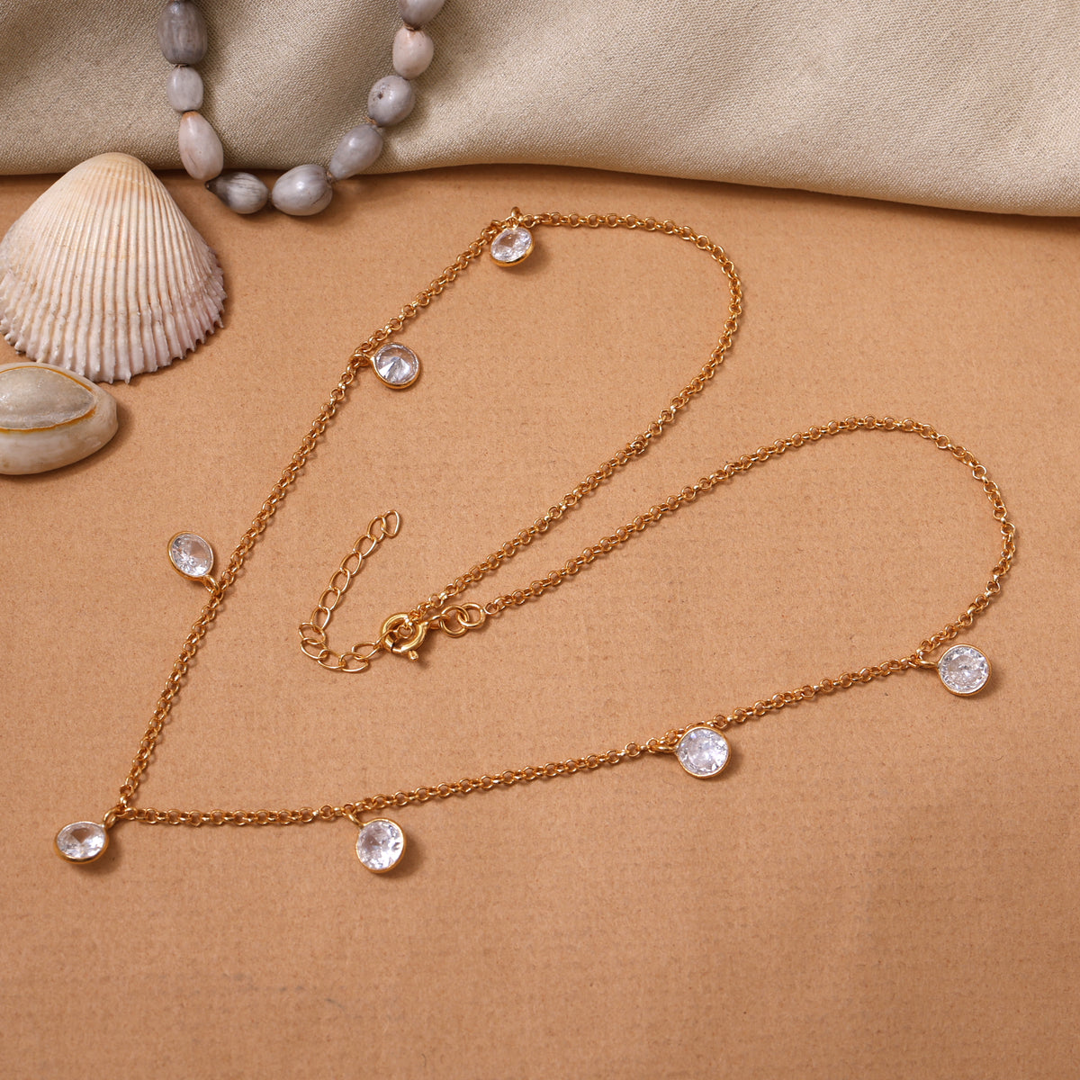 Gold chain with crystal stone necklace for women | daily wear