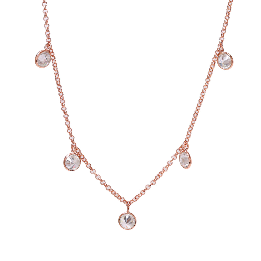 Collar de oro rosa con circonitas cúbicas para mujer | Joyería delicada