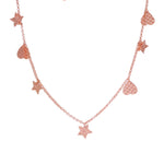 Load image into Gallery viewer, Rose gold plating Star &amp; Heart Charm Necklace | Dainty Chain for Women
