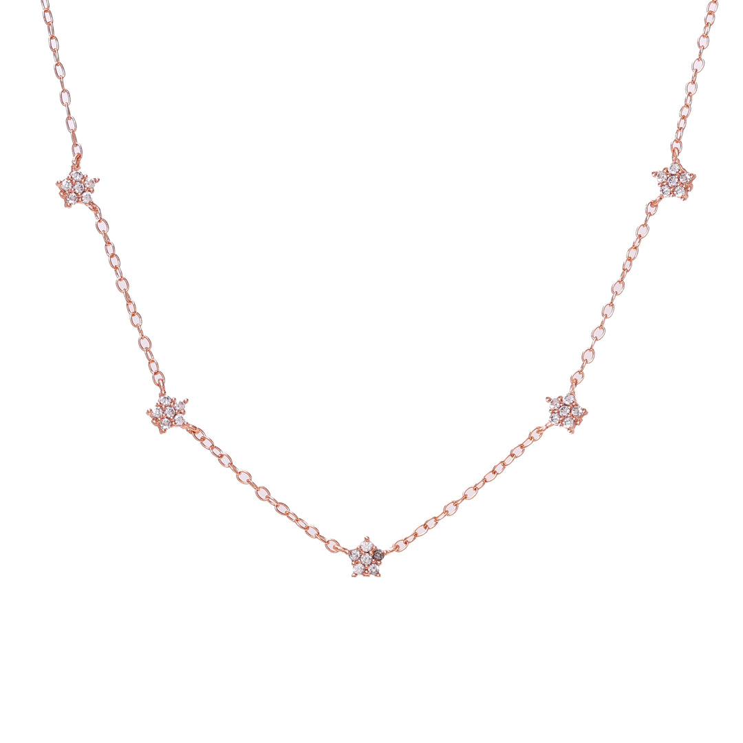 Collar Starburst de oro rosa | Diamantes y circonitas | Regalo de joyería para mujer