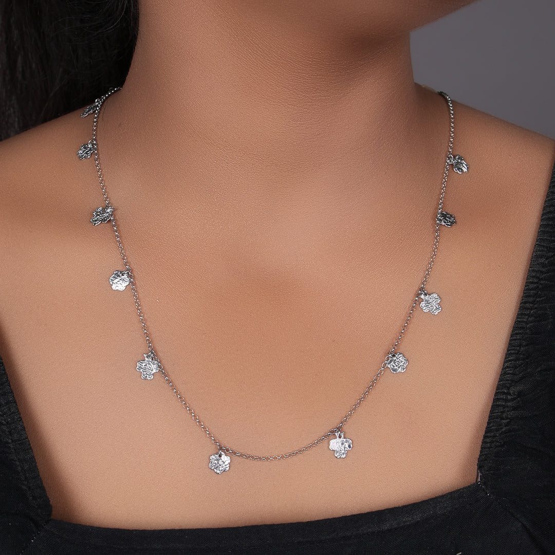 925 Silver Flower Charm Necklace for Women | Daily Wear Gift