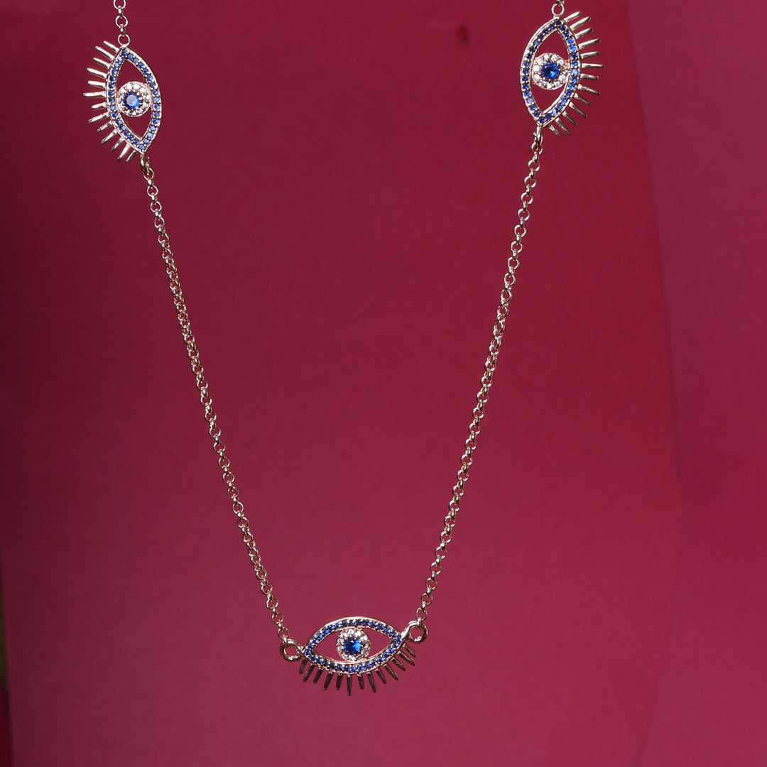 Rose Gold Evil Eye Jewelry Set | Necklace & Bracelet | Protection