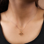 将图像加载到图库查看器中， Gold Plated Four-Petal Flower Pendant Charm for Necklace
