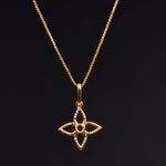 将图像加载到图库查看器中， Gold Plated Four-Petal Flower Pendant Charm for Necklace
