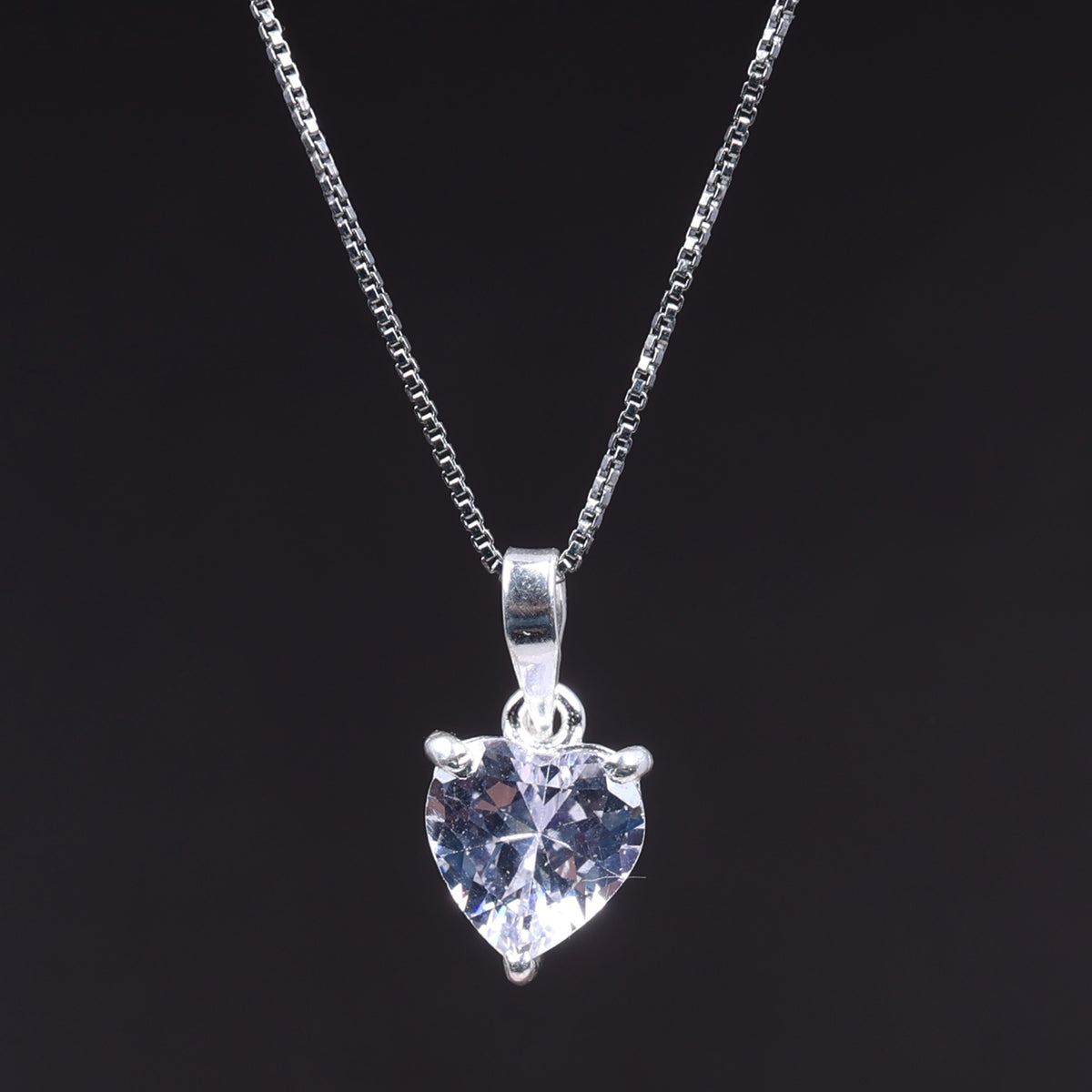 Sterling silver pear cut cubic zirconia solitaire pendant for women