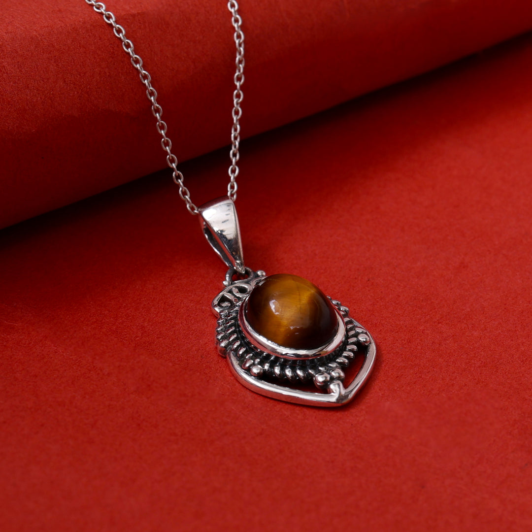 925 Silver Tiger Eye Pendant Necklace | Women's Jewelry Gift