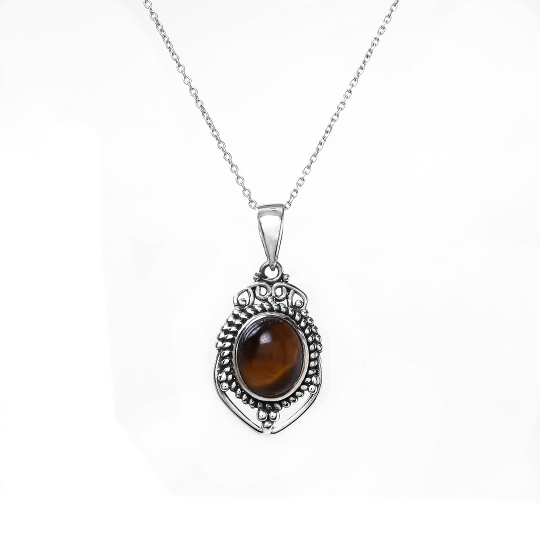 925 Silver Tiger Eye Pendant Necklace | Women's Jewelry Gift