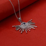 Load image into Gallery viewer, 925 Silver Sunburst Pendant Necklace | Sapphire Stone | Women&#39;s Gift
