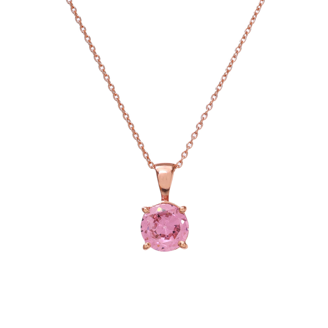 Rose gold plating Pink Gemstone Pendant Necklace for Women | Gift Jewelry