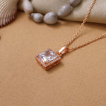 Load image into Gallery viewer, Rose gold plating Square Cut Zirconia Necklace for Women | Gift Jewelry
