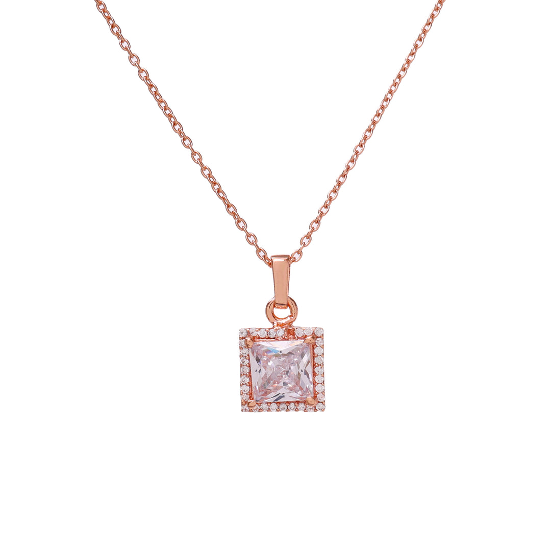 Rose gold plating Square Cut Zirconia Necklace for Women | Gift Jewelry