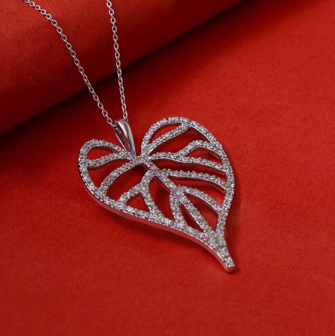 925 Silver Diamond Leaf Pendant Necklace for Women | Gift