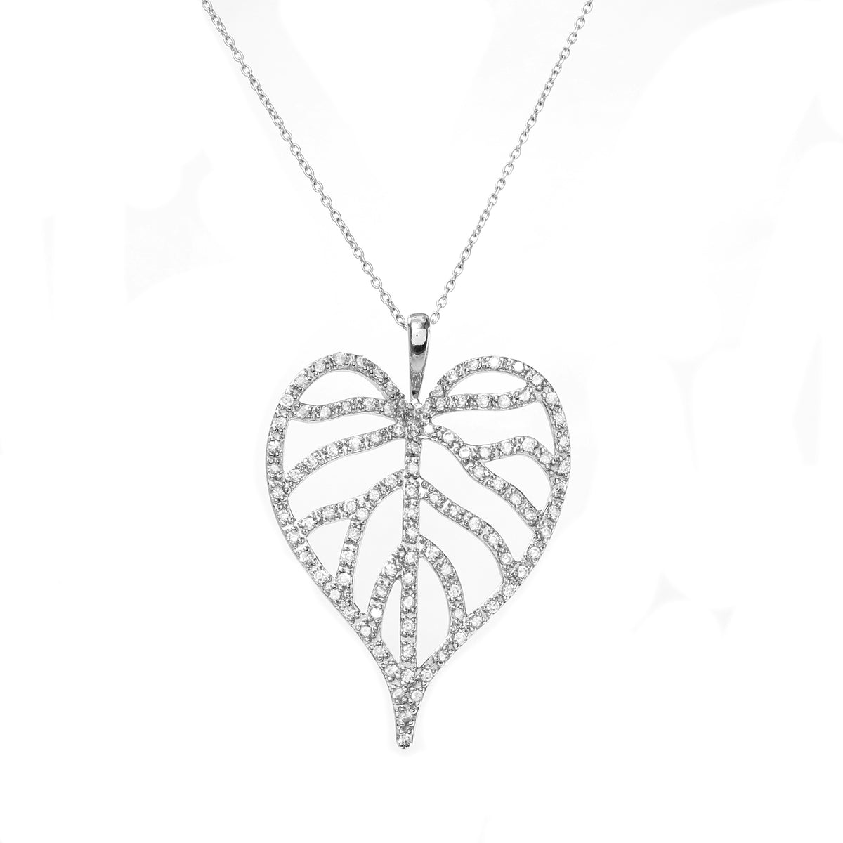 925 silver diamond leaf pendant necklace for women | gift