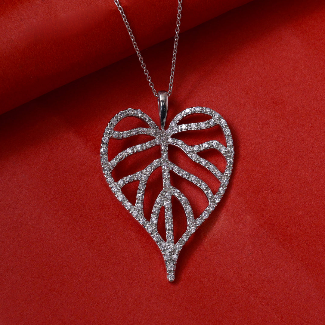 925 Silver Diamond Leaf Pendant Necklace for Women | Gift
