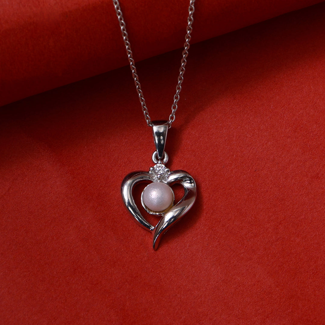 925 Silver Pearl Heart Pendant Necklace | Women's Jewelry Gift