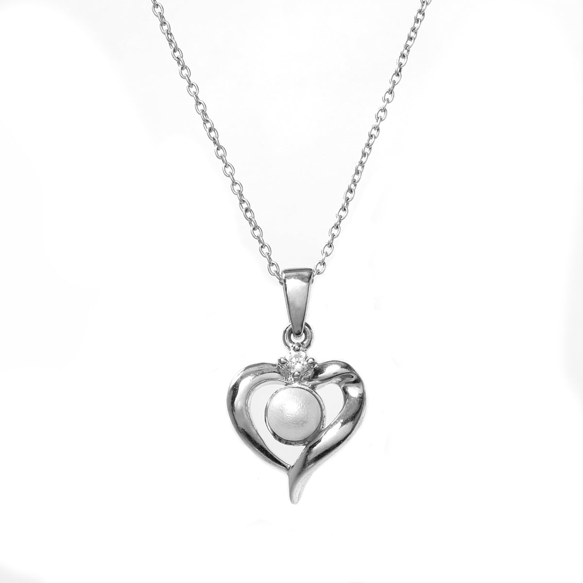 925 silver pearl heart pendant necklace | women's jewelry gift